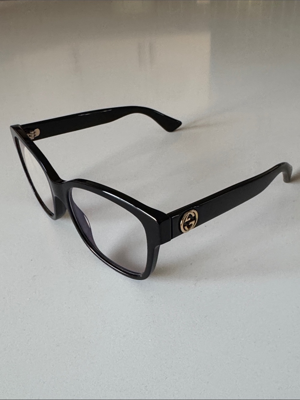 Gucci Black Square Acetate Women's Glasses with Gold Logo